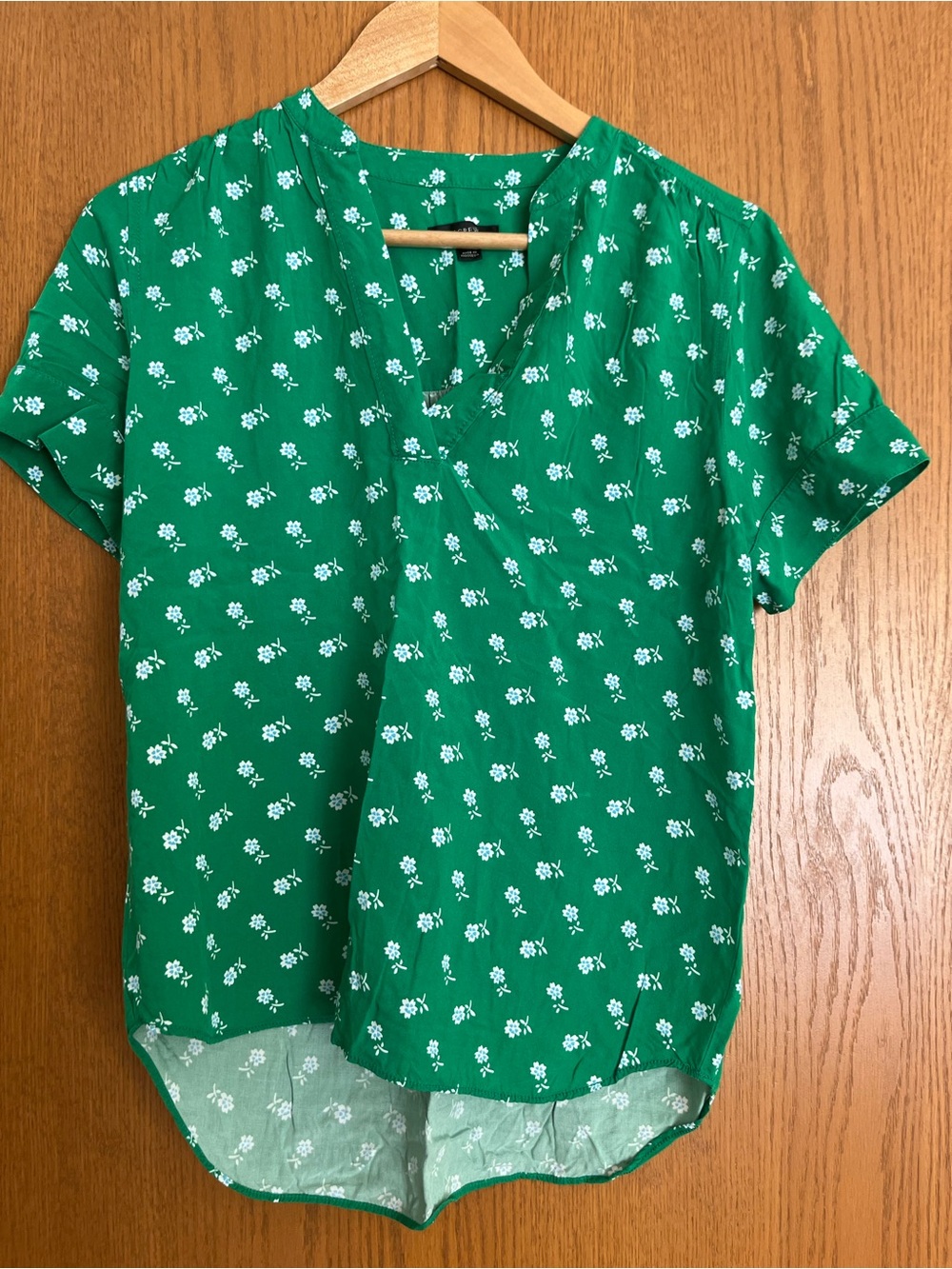 J. Crew Blouse Size XS hi-low green floral